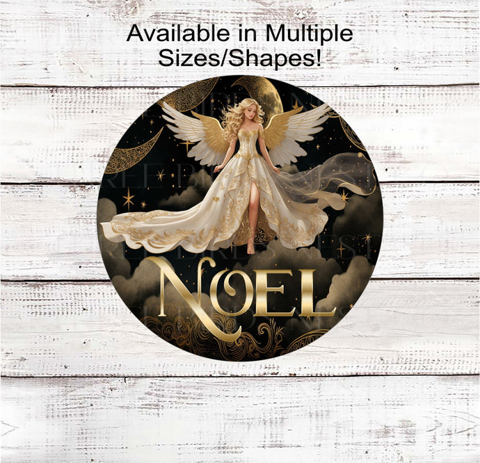 Noel Christmas Angel Wreath Sign - Religious Christmas - Christian Sign