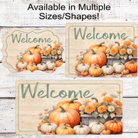 Pumpkins and Mums Fall Wreath Sign - White Pumpkins - Autumn Sign