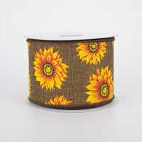 
              Fall Sunflower Ribbon - #40 Ribbon - 2.5in Wreath Ribbon - Neutral Sunflower Ribbon
            