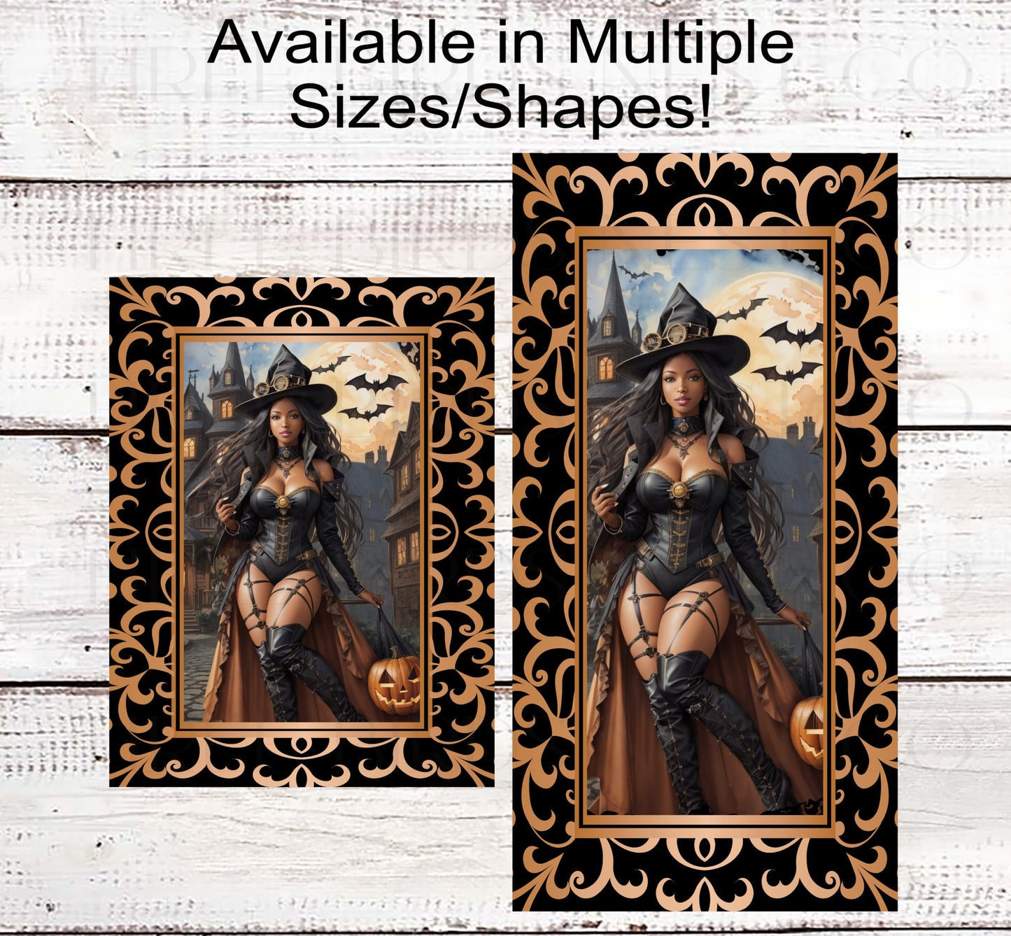 Sexy African American Halloween Witch Wreath Sign - Haunted House