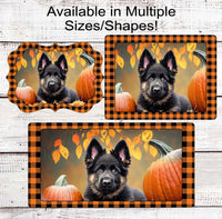 
              German Shepherd Dog Wreath Sign - Fall Welcome Sign - Pumpkin Patch - Metal Wreath Sign
            