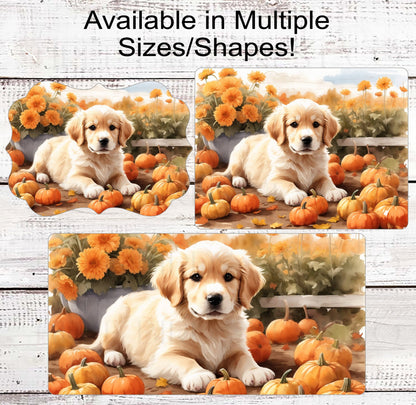 Golden Retriver Pumpkin Patch Wreath Sign - Golden Retriever Lover - Pet Dog Sign - Pumpkin Sign
