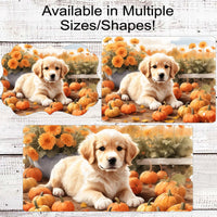 Golden Retriver Pumpkin Patch Wreath Sign - Golden Retriever Lover - Pet Dog Sign - Pumpkin Sign