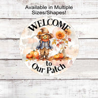An adorable Scarecrow surrounded by sunflowers and pumpkins