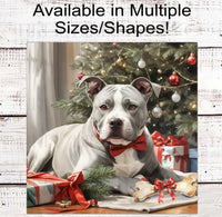 
              Staffordshire Terrier Christmas Wreath Signs - Pit Bull Dog - Winter Welcome Sign - Dog Wreath Signs
            