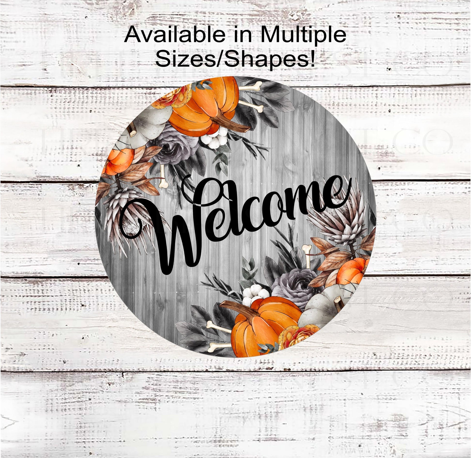 Halloween Welcome Sign - Skeleton Bones - Fall Floral Sign