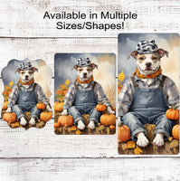 
              Pit Bull Fall Wreath Sign - Dog Wreath Signs - Staffordshire Terrier - Scarecrow Sign - Sunflower Sign
            