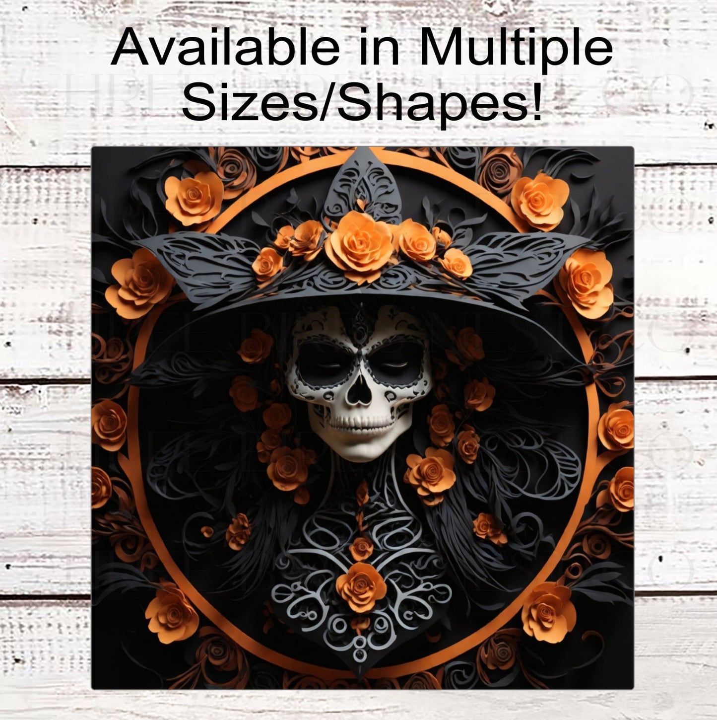 Sugar Skull Halloween Wreath Sign - Day of the Dead - Skeleton Spooky Sign - Macabre Halloween