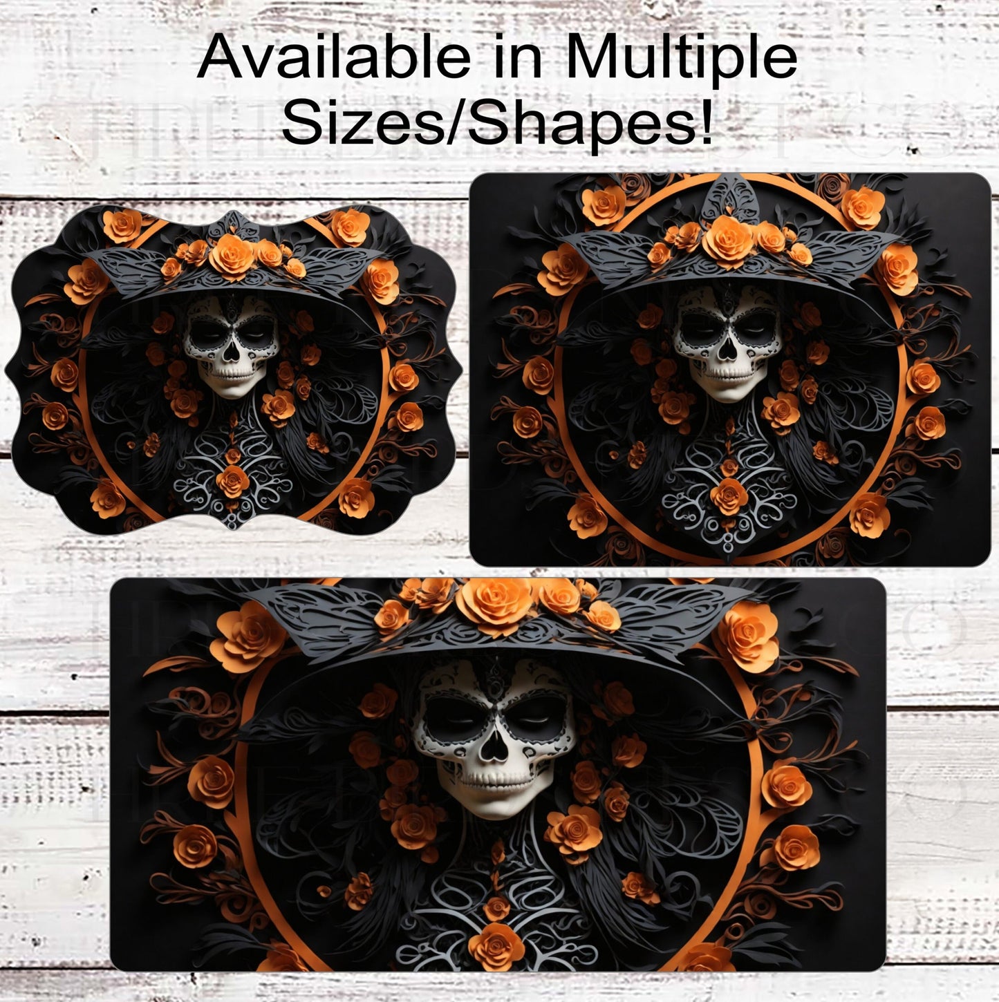 Sugar Skull Halloween Wreath Sign - Day of the Dead - Skeleton Spooky Sign - Macabre Halloween