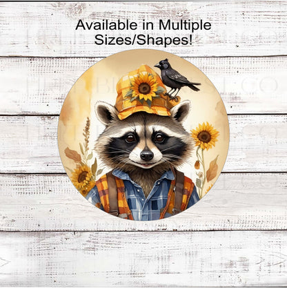 Fall Wreath Signs - Raccoon Lover - Fall Scarecrow - Farmhouse Signs