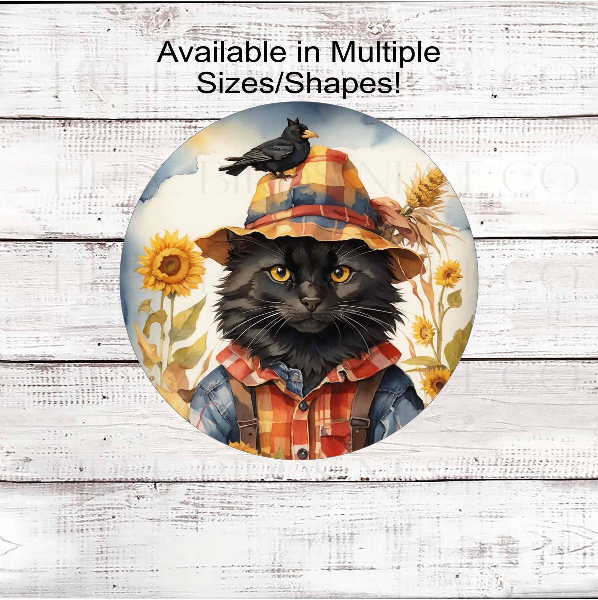 Fall Welcome Wreath Signs - Black Cat - Fall Scarecrow - Farmhouse Signs