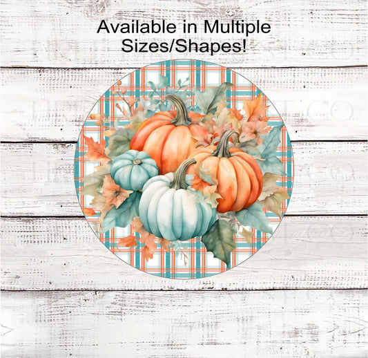 Painted Fall Pumpkins Wreath Sign - Pastel Fall Pumpkins - Autumn Sign