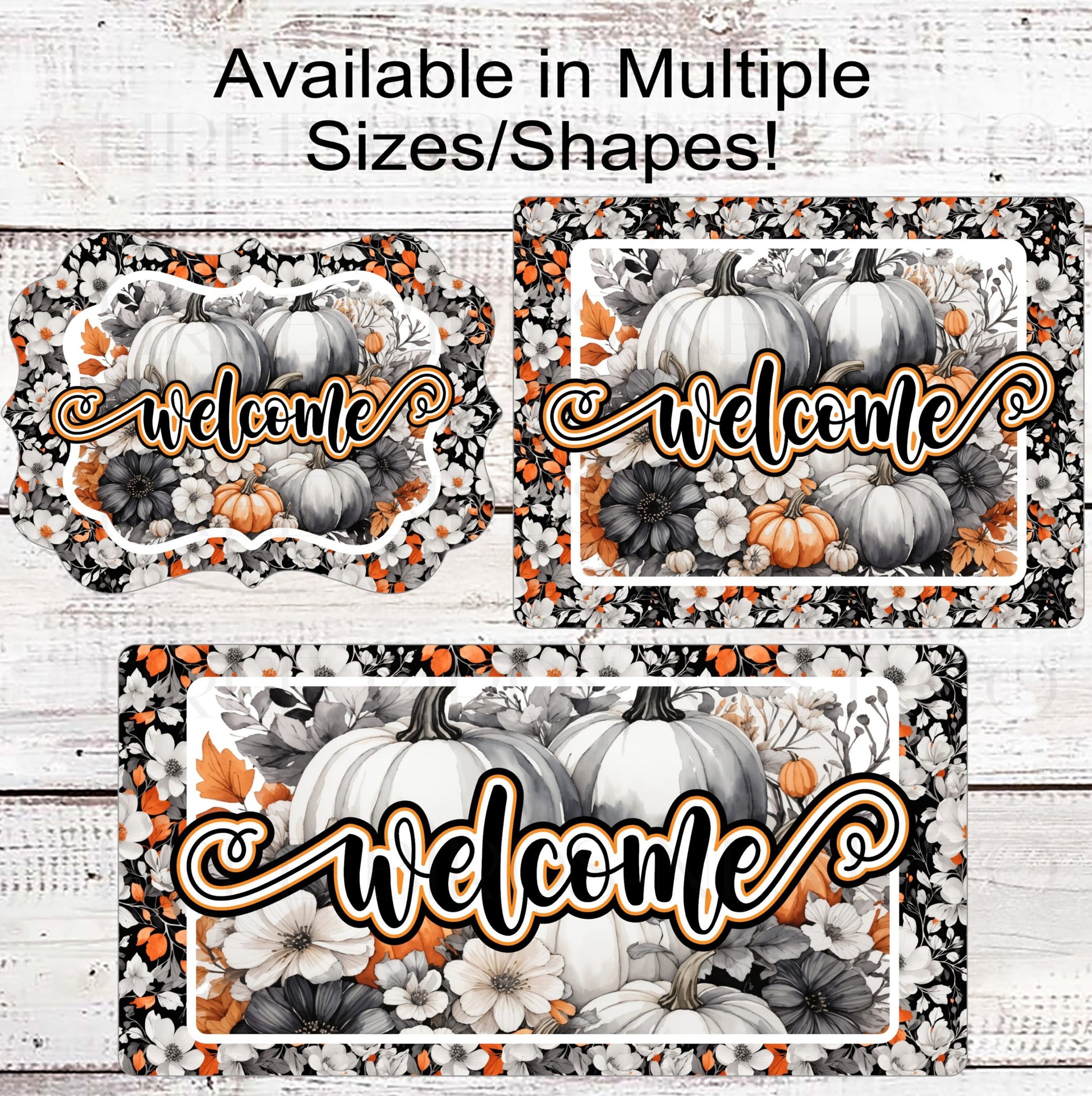 Welcome Fall Painted Pumpkins Wreath Sign - Fall Pumpkins - Sunflowers Sign - Pumpkin Patch