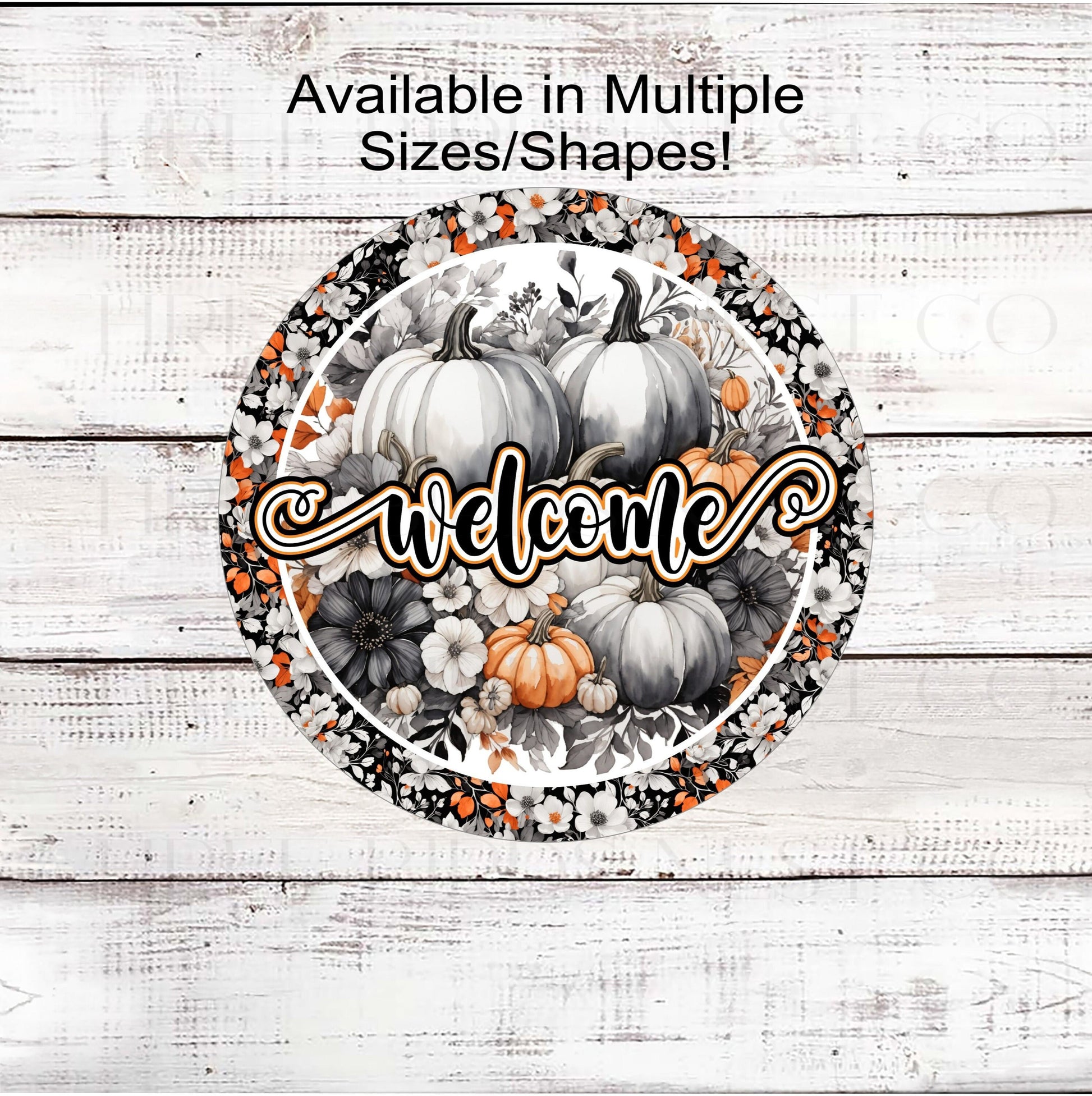Welcome Fall Painted Pumpkins Wreath Sign - Fall Pumpkins - Sunflowers Sign - Pumpkin Patch