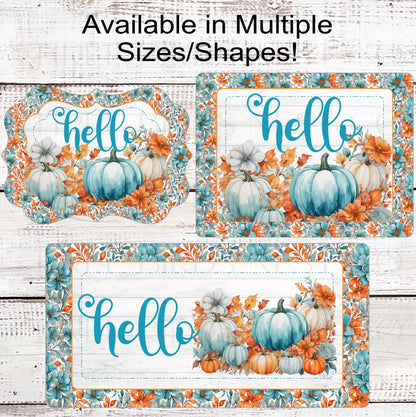 Welcome Fall Painted Pumpkins Wreath Sign - Fall Pumpkins - Sunflowers Sign - Pumpkin Patch