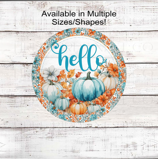 Welcome Fall Painted Pumpkins Wreath Sign - Fall Pumpkins - Sunflowers Sign - Pumpkin Patch