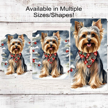 Christmas Dog Wreath Sign - Yorkshire Terrier - Yorkie Dog - Winter Welcome
