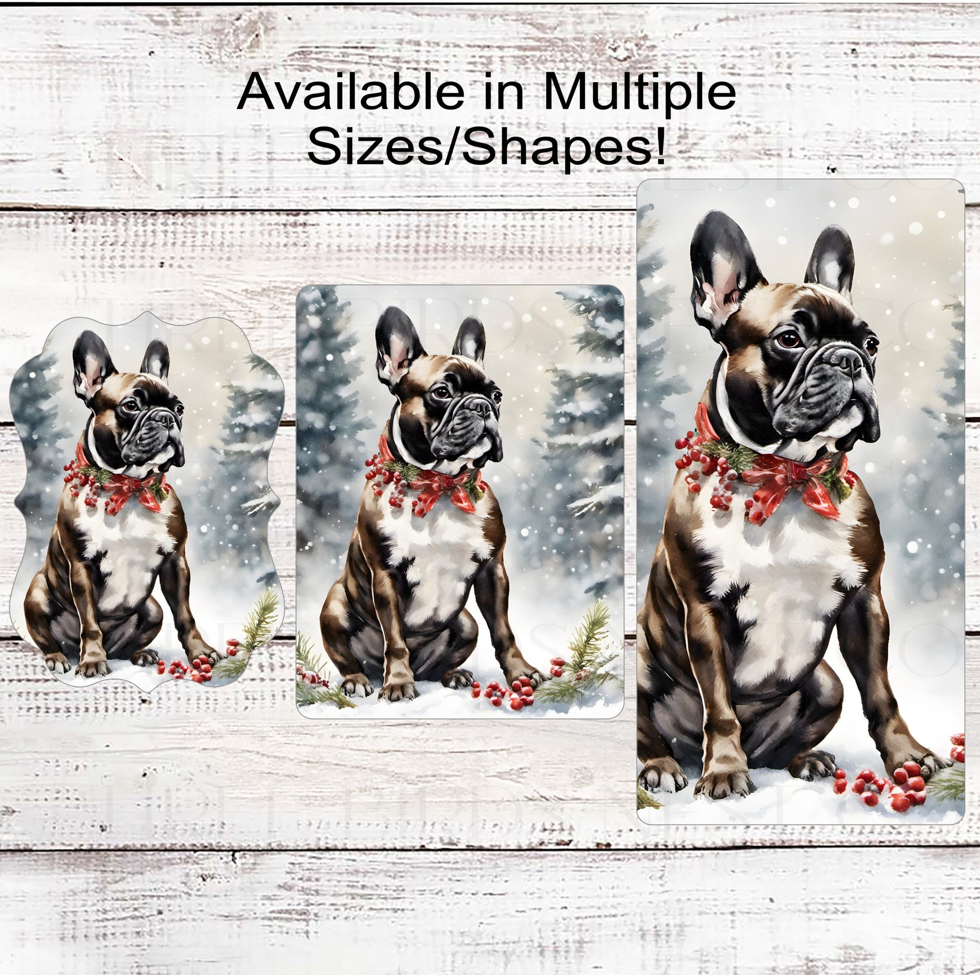 Christmas Dog Wreath Sign - French Bull Dog - Frenchie - Winter Welcome
