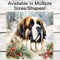 
              Christmas Dog Wreath Sign - Saint Bernard Dog - Winter Welcome
            