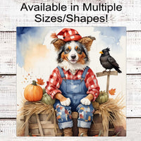 Fall Scarecrow - Australian Shepherd Dog Wreath Sign - Pet Wreath - Dog Sign - Dog Lover