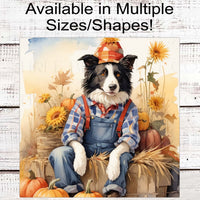 Fall Scarecrow - Border Collie Wreath Sign - Pet Wreath - Dog Sign - Dog Lover