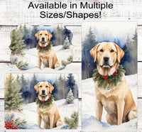 
              Yellow Labrador Retriever Christmas Wreath Signs - Winter Welcome Sign - Dog Wreath Signs
            