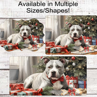 Staffordshire Terrier Christmas Wreath Signs - Pit Bull Dog - Winter Welcome Sign - Dog Wreath Signs