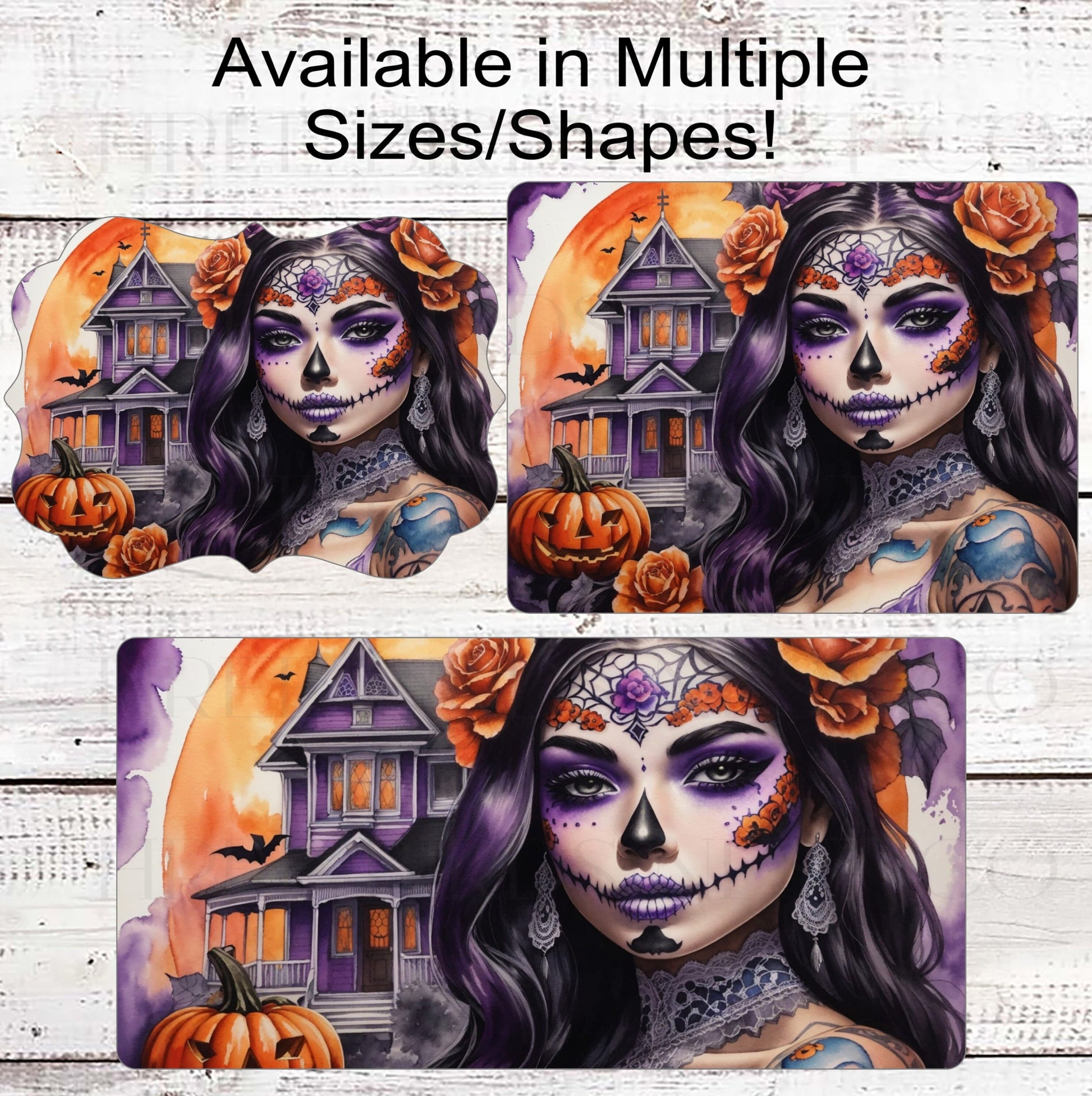 Sugar Skull Halloween Wreath Sign - La Catrina - Day of the Dead - Haunted House - Macabre Halloween