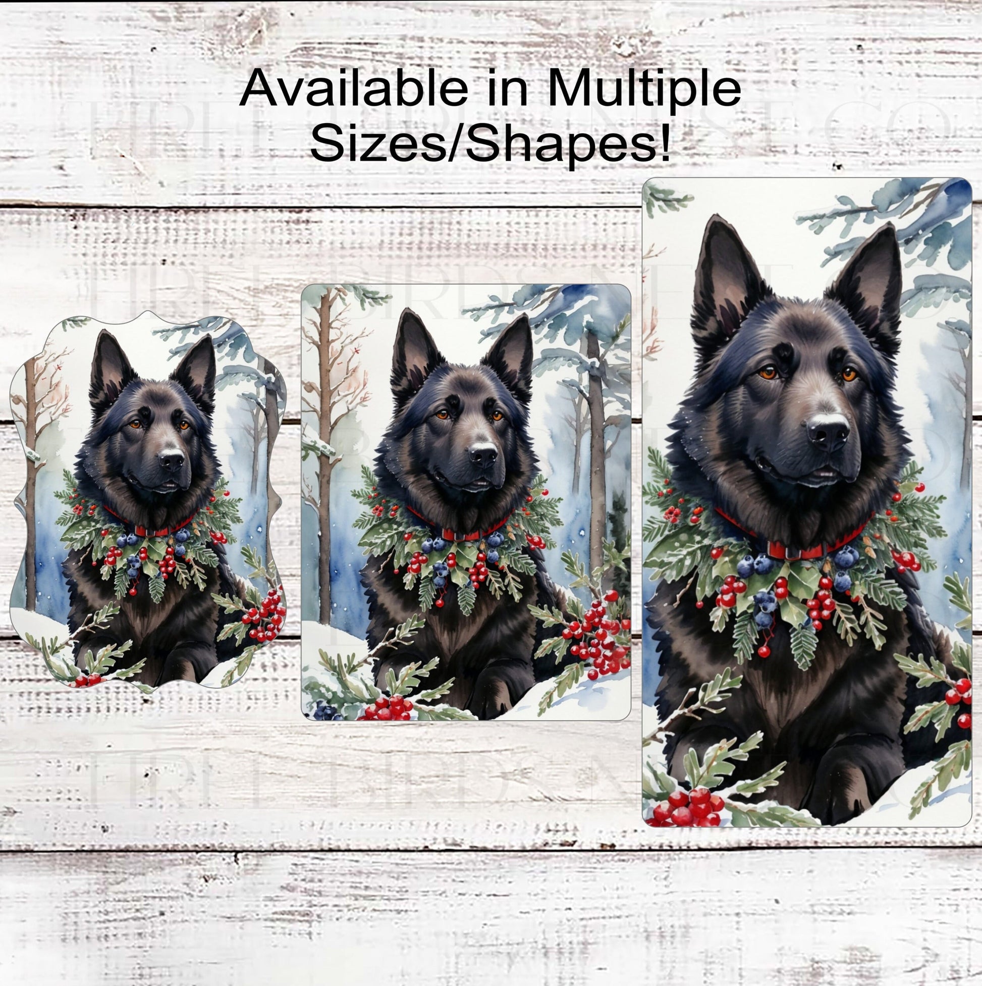 German Shepherd Christmas Dog Wreath Sign - Winter Welcome Sign - Metal Wreath Sign