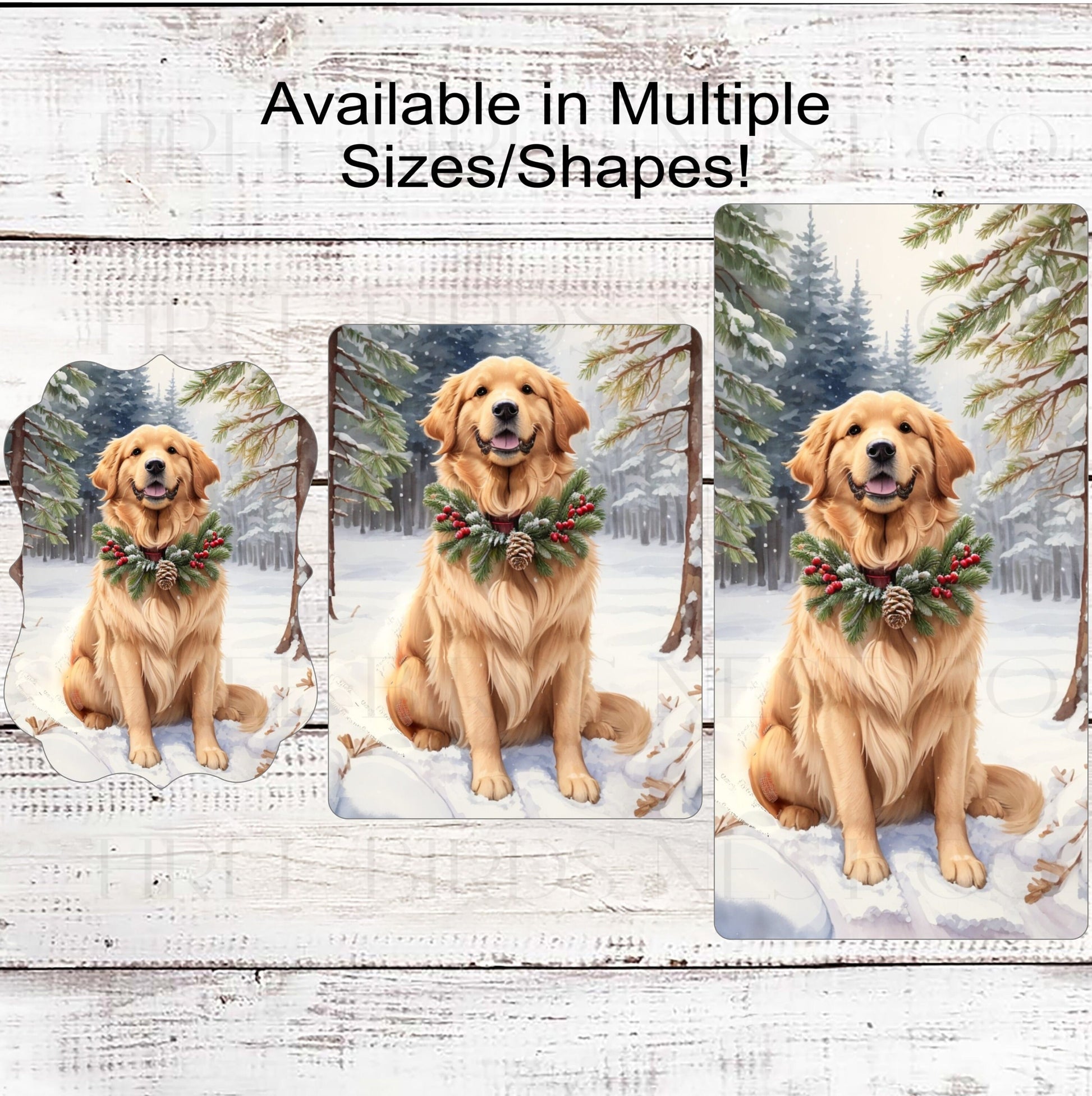 Christmas Dog Wreath Sign - Golden Retriever - Winter Welcome