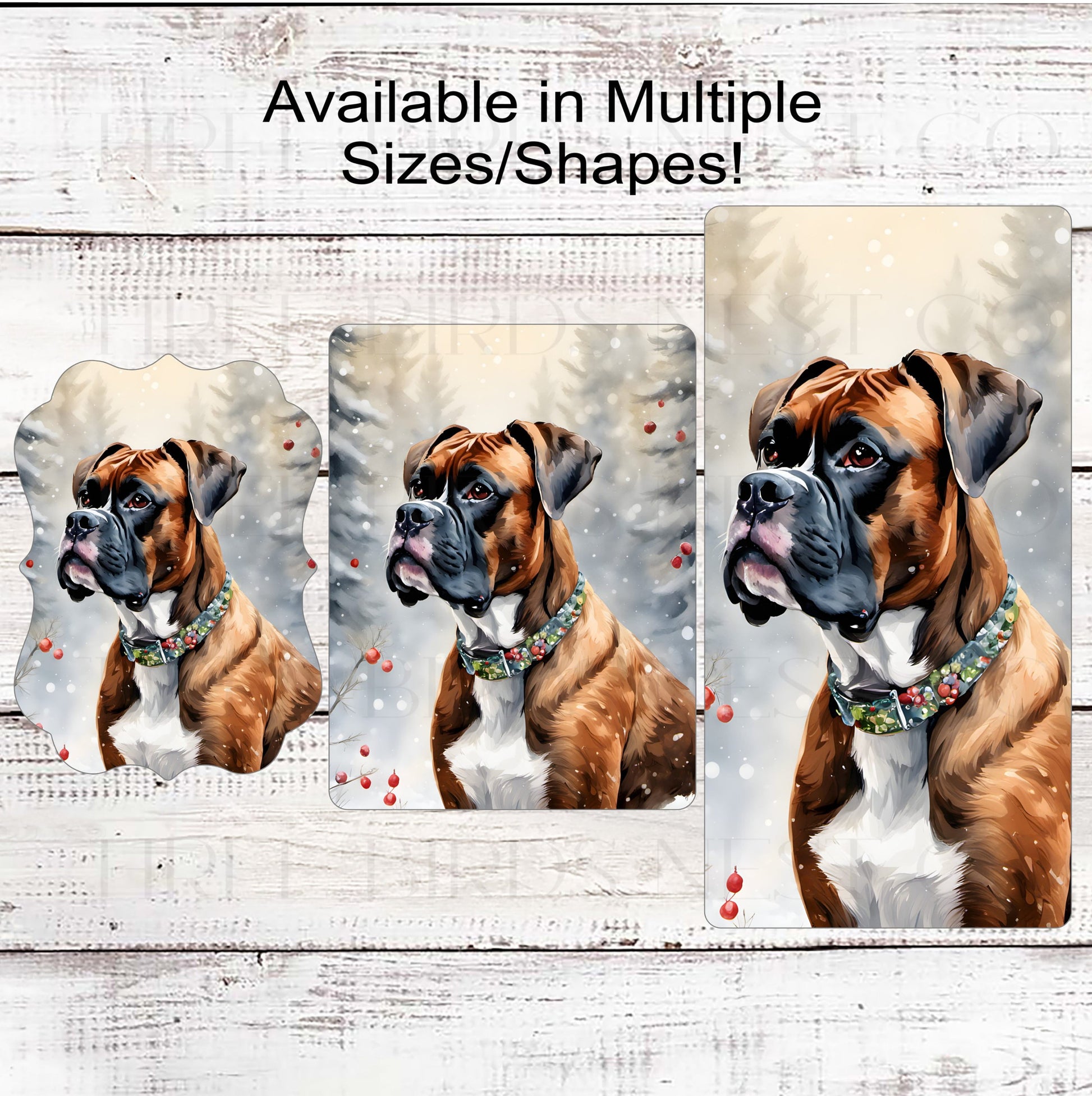 Boxer Christmas Dog Wreath Sign - Dog Wreath Signs - Winter Welcome