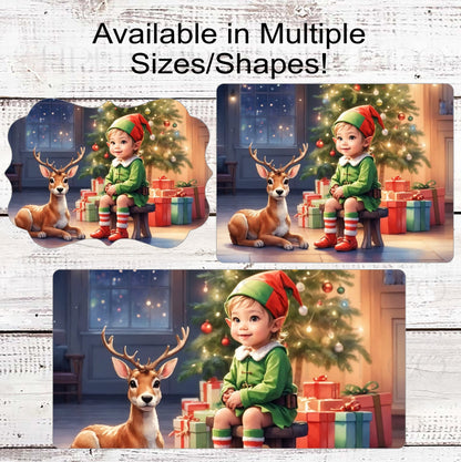 Christmas Elf Wreath Sign - Reindeer Sign - Christmas Tree Sign