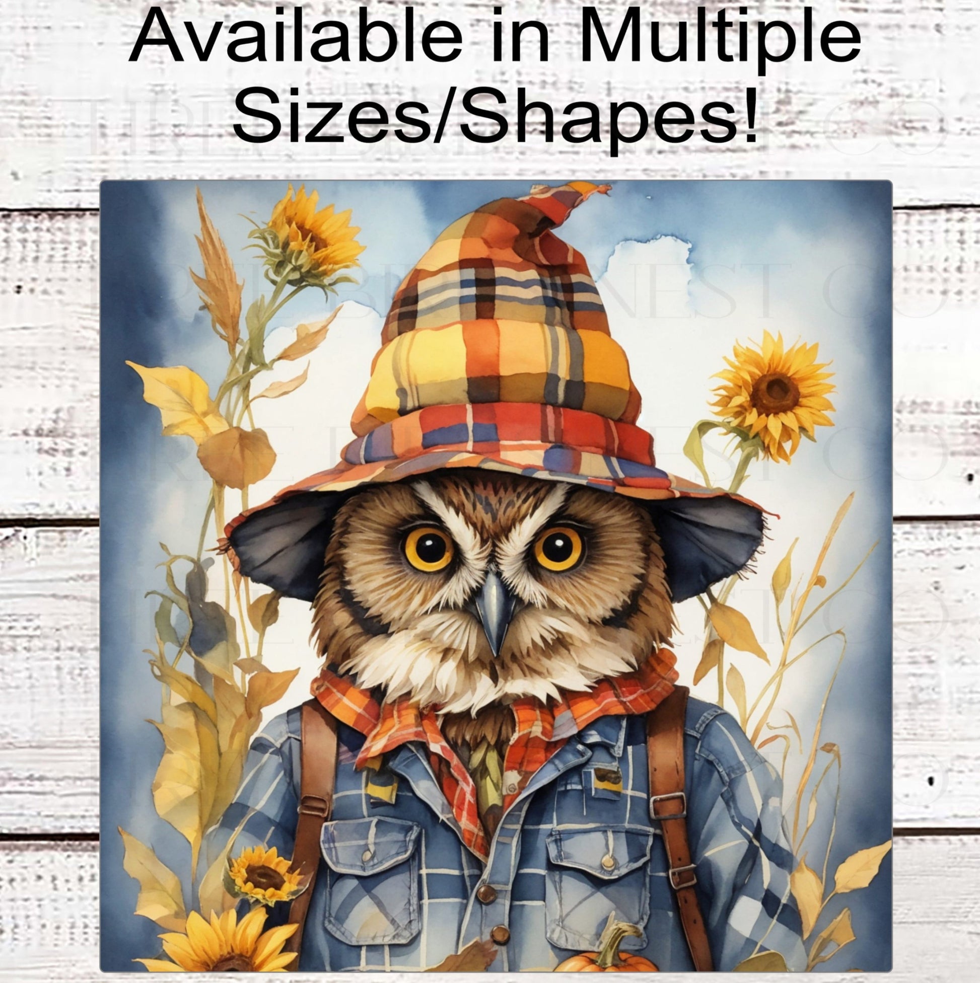 Owl Wreath Sign - Scarecrow Sign - Fall Welcome Sign - Pumpkin Patch - Sunflowers Sign