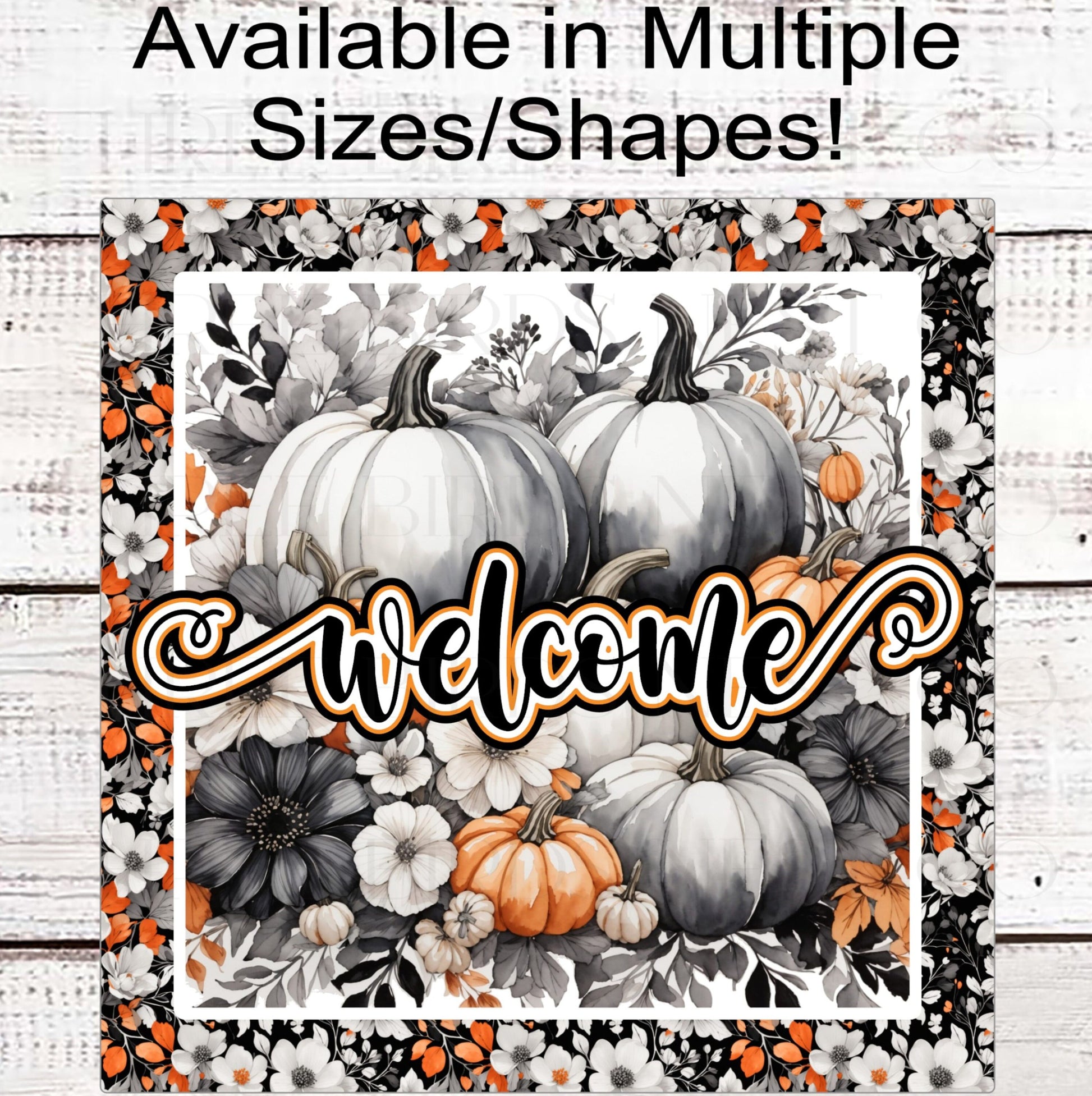 Welcome Fall Painted Pumpkins Wreath Sign - Fall Pumpkins - Sunflowers Sign - Pumpkin Patch
