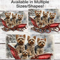 Christmas Dog Wreath Sign - Yorkshire Terrier - Yorkie Dog - Winter Welcome - Sleigh Sign