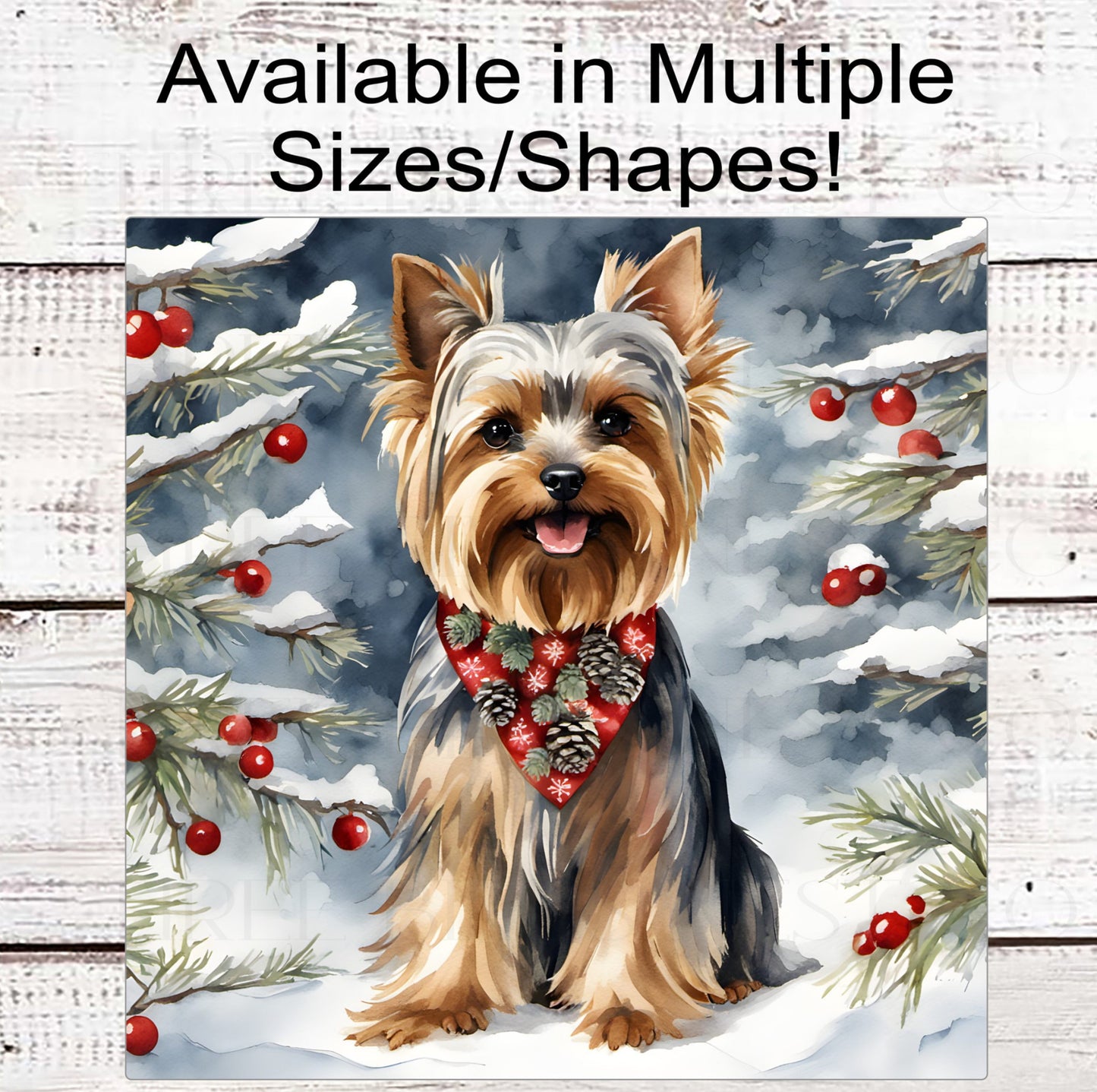 Christmas Dog Wreath Sign - Yorkshire Terrier - Yorkie Dog - Winter Welcome
