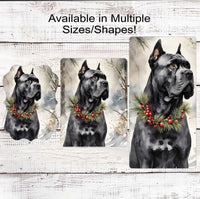 
              Christmas Dog Wreath Sign - Cane Corso Dog - Winter Welcome
            