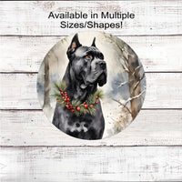 Christmas Dog Wreath Sign - Cane Corso Dog - Winter Welcome