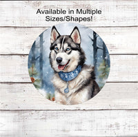 
              Christmas Dog Wreath Sign - Siberian Husky Dog - Winter Welcome
            