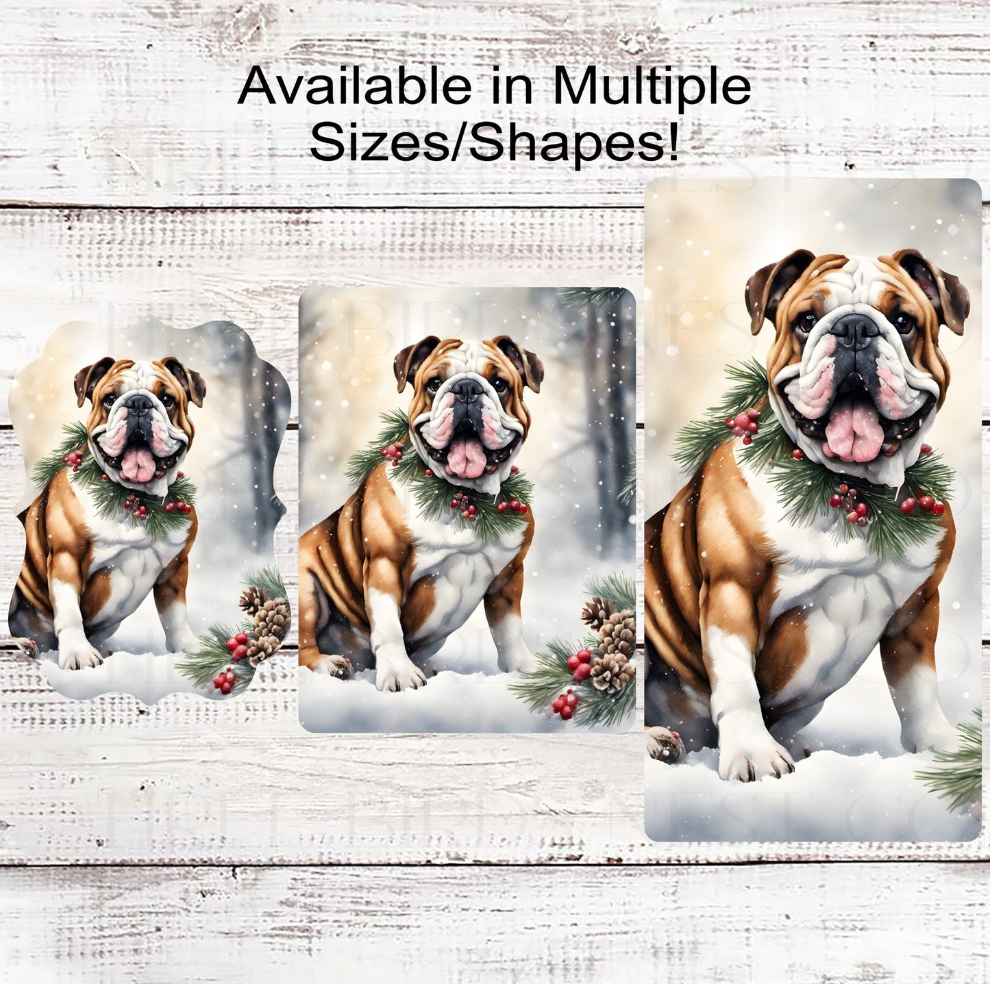 Christmas Dog Wreath Sign - English Bull Dog - Winter Welcome