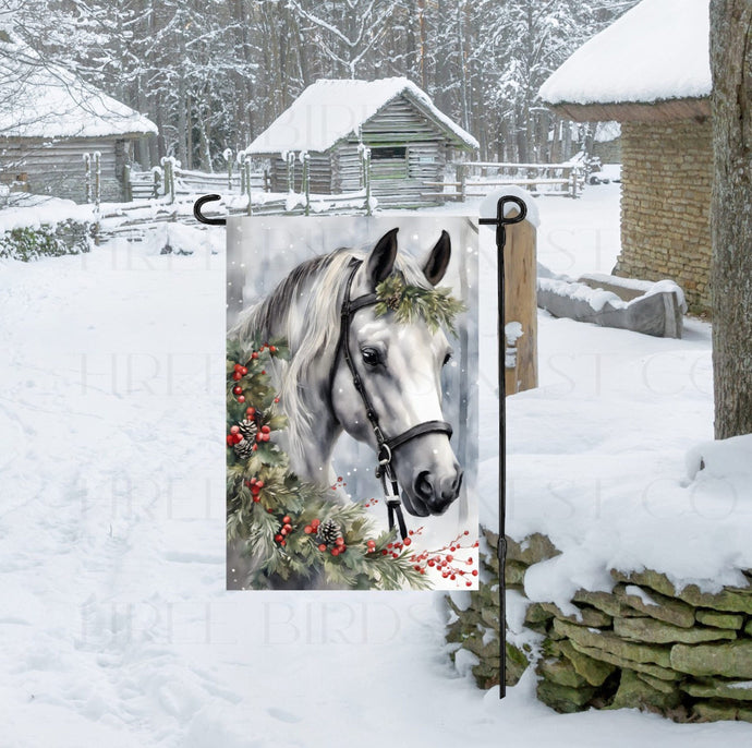 Winter Horse Double Sided Garden Flag - Christmas Horse