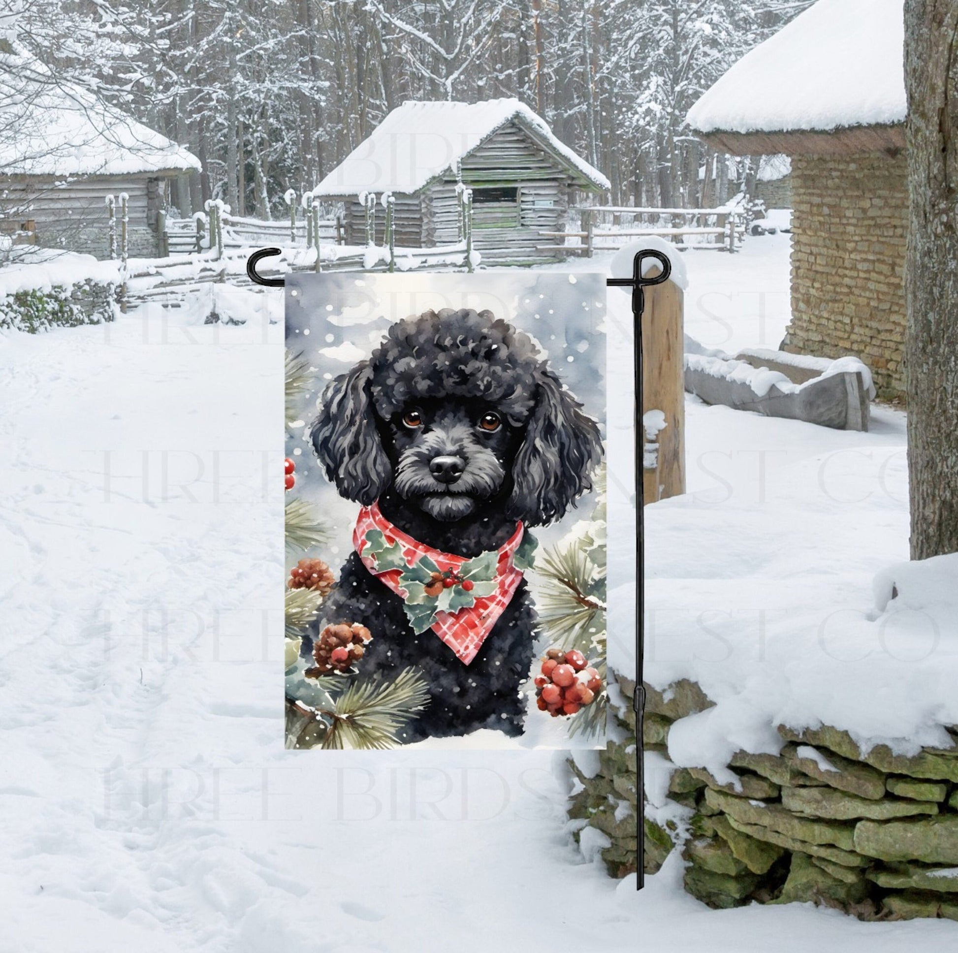 Christmas Poodle Double Sided Garden Flag - Winter Garden Flag - Christmas Decor - Dog Flag