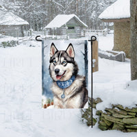 Siberian Husky Dog Double Sided Garden Flag - Winter Garden Flag - Christmas Decor - Dog Flag