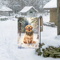 Golden Retriever Dog Double Sided Garden Flag - Winter Garden Flag - Christmas Decor - Dog Flag