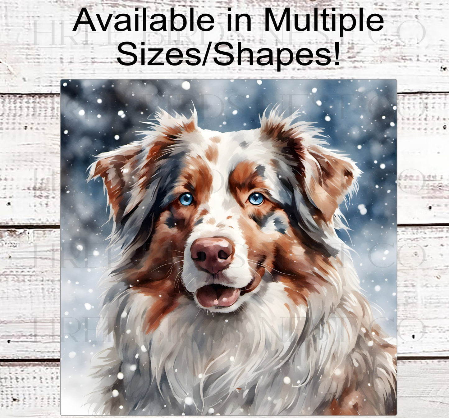 Christmas Dog Wreath Sign - Australian Shepherd Dog - Aussie Dog - Winter Welcome