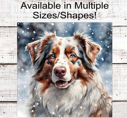 Christmas Dog Wreath Sign - Australian Shepherd Dog - Aussie Dog - Winter Welcome