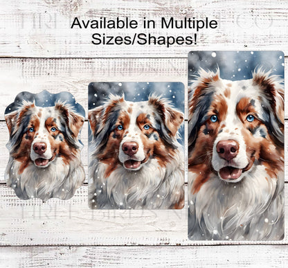 Christmas Dog Wreath Sign - Australian Shepherd Dog - Aussie Dog - Winter Welcome