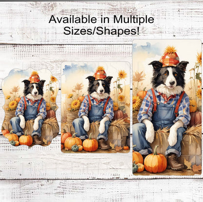 Fall Scarecrow - Border Collie Wreath Sign - Pet Wreath - Dog Sign - Dog Lover