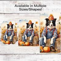 
              Fall Scarecrow - Border Collie Wreath Sign - Pet Wreath - Dog Sign - Dog Lover
            