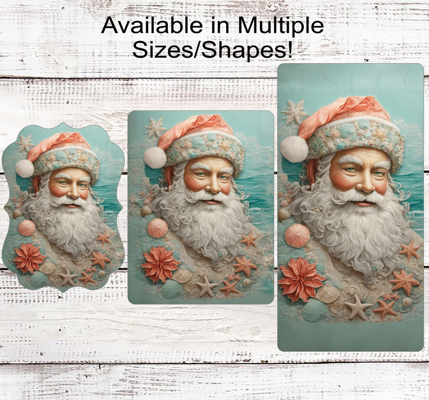 Beach Santa Christmas Wreath Sign - Starfish Sign - Tropical Christmas - Hawaiian Sign